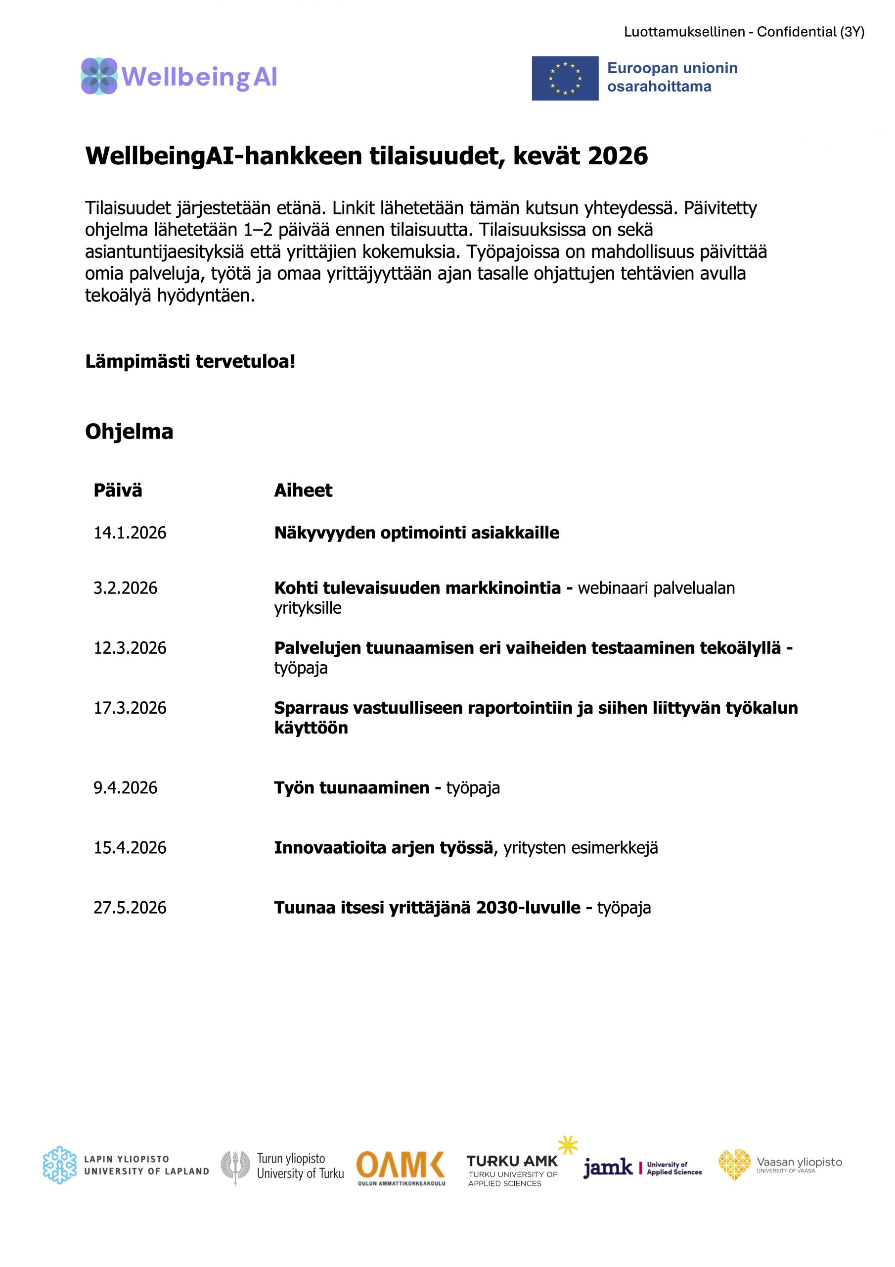 Kevään 2025 tietoiskujen aikataulu